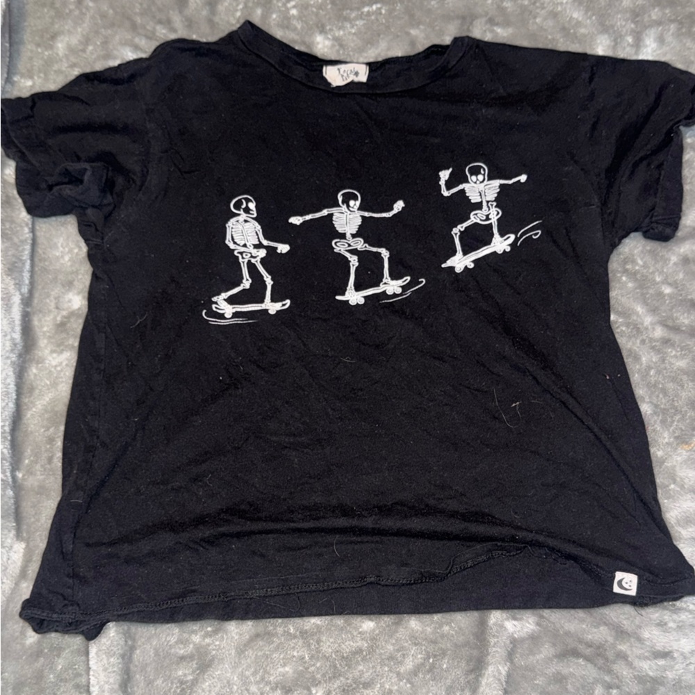 Black Skateboard Skeleton Tee